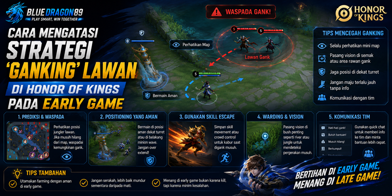 Cara Mengatasi Strategi 'Ganking' Lawan di Honor of Kings pada Early Game