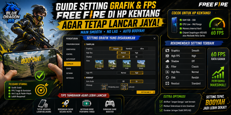 Guide Setting Grafik dan FPS Free Fire di HP Kentang Agar Tetap Lancar Jaya