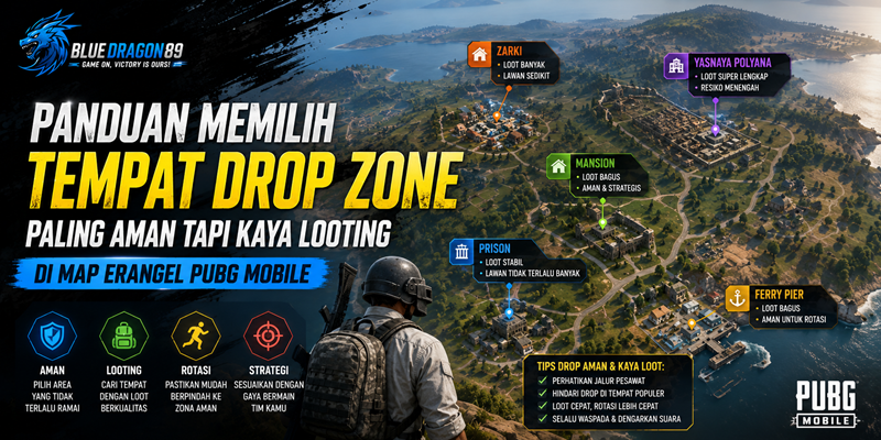 Panduan Memilih Tempat Drop Zone Paling Aman tapi Kaya Looting di Map Erangel PUBG Mobile