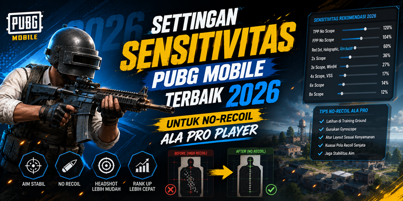 Settingan Sensitivitas PUBG Mobile Terbaik 2026 untuk No-Recoil ala Pro Player