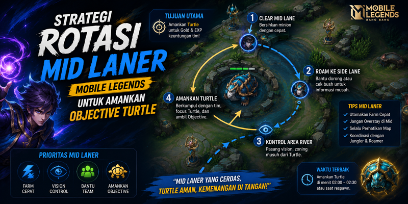 Strategi Rotasi Mid Laner Mobile Legends untuk Amankan Objective Turtle