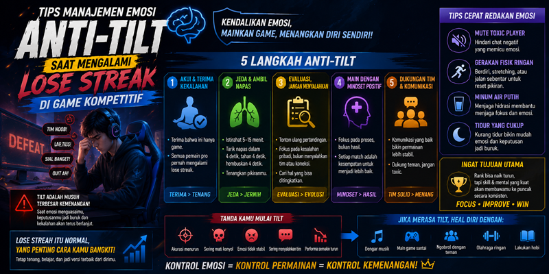 Tips Manajemen Emosi (Anti-Tilt) Saat Mengalami Lose Streak di Game Kompetitif